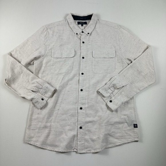Roark Shirt Mens Large Beige Classic Fit Button Down Organic Cotton‎ Long Sleeve - Picture 1 of 9